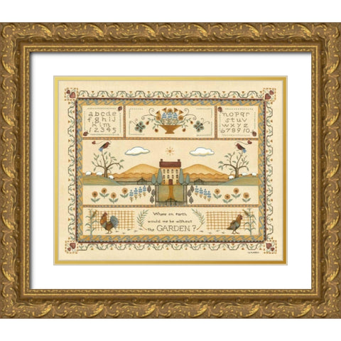 Garden Sampler I Gold Ornate Wood Framed Art Print with Double Matting by Wendy Russell