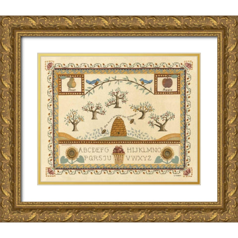 Garden Sampler II Gold Ornate Wood Framed Art Print with Double Matting by Wendy Russell