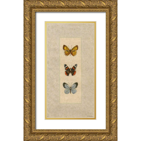 Butterfly Trio II Gold Ornate Wood Framed Art Print with Double Matting by Russell, Wendy