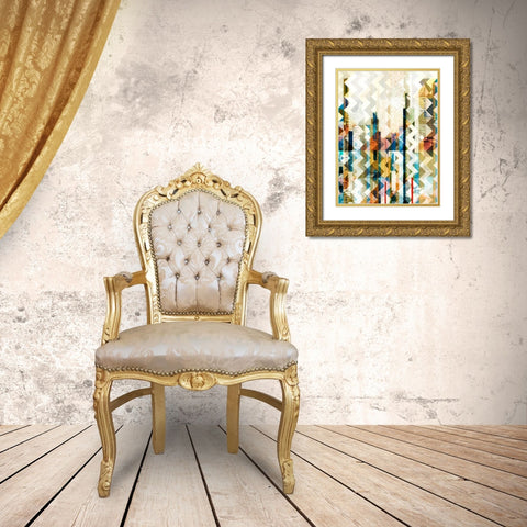 Urban Chevron I Gold Ornate Wood Framed Art Print with Double Matting by Vision Studio