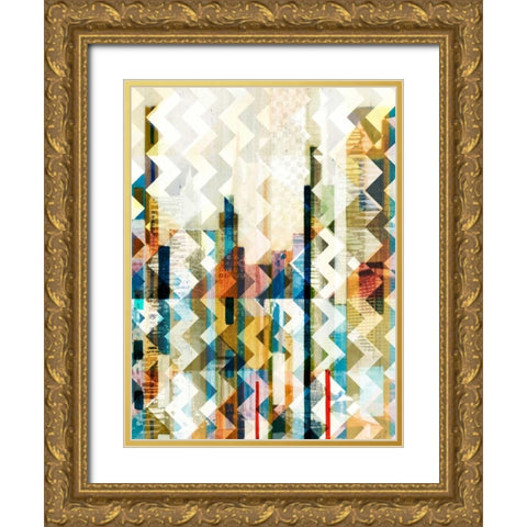 Urban Chevron I Gold Ornate Wood Framed Art Print with Double Matting by Vision Studio