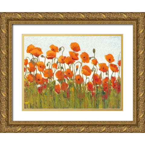 Rows of Poppies II Gold Ornate Wood Framed Art Print with Double Matting by OToole, Tim