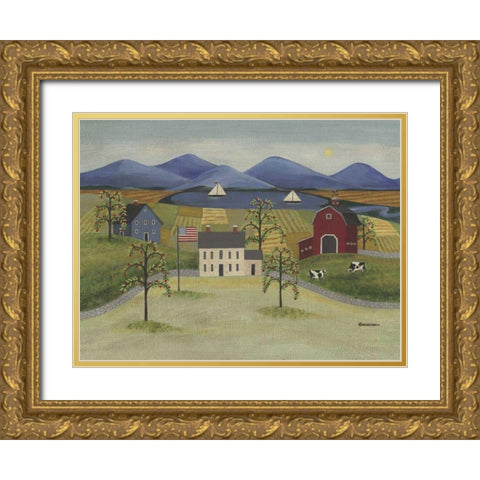 America the Beautiful Gold Ornate Wood Framed Art Print with Double Matting by Russell, Wendy