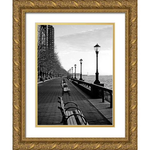 Battery Park City I Gold Ornate Wood Framed Art Print with Double Matting by Pica, Jeff
