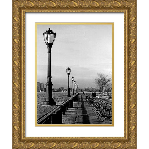 Battery Park City III Gold Ornate Wood Framed Art Print with Double Matting by Pica, Jeff
