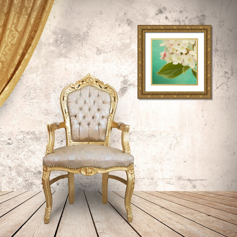 White Flowers IX Gold Ornate Wood Framed Art Print with Double Matting by Jorgensen, Jennifer