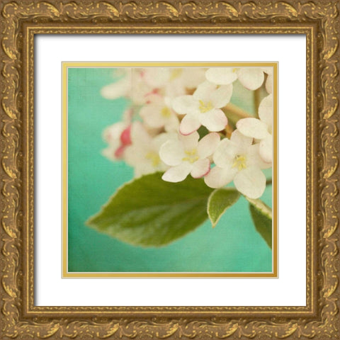 White Flowers IX Gold Ornate Wood Framed Art Print with Double Matting by Jorgensen, Jennifer