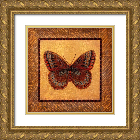 Crackled Butterfly - Fritillary Gold Ornate Wood Framed Art Print with Double Matting by Russell, Wendy