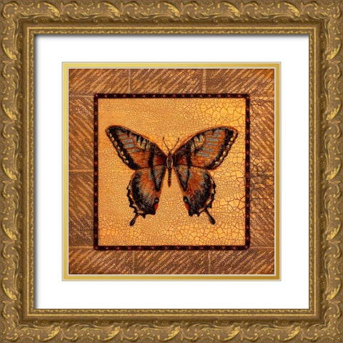Crackled Butterfly - Swallowtail Gold Ornate Wood Framed Art Print with Double Matting by Russell, Wendy