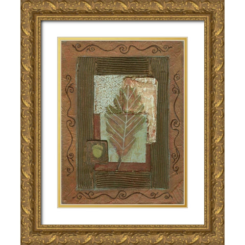 Leaf Quartet IV Gold Ornate Wood Framed Art Print with Double Matting by Russell, Wendy
