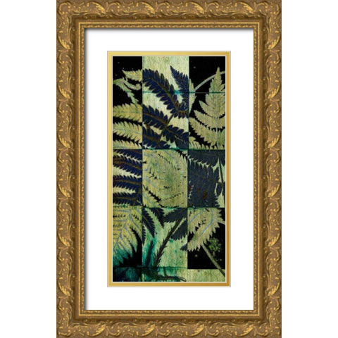 Midnight Ferns I Gold Ornate Wood Framed Art Print with Double Matting by Vision Studio