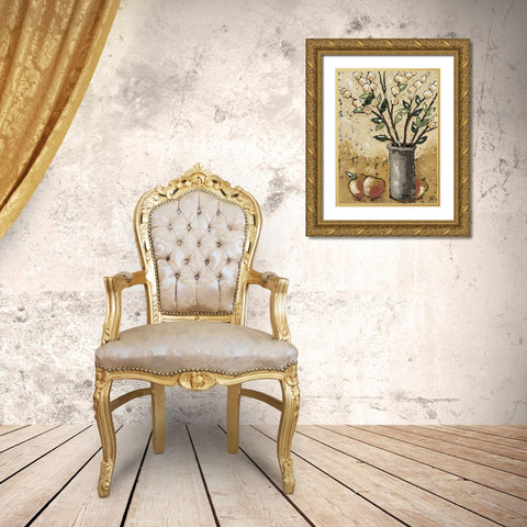 Leaves and Apples Gold Ornate Wood Framed Art Print with Double Matting by Reynolds, Jade