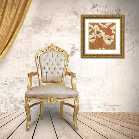 Persimmon Floral I Gold Ornate Wood Framed Art Print with Double Matting by Deans, Karen