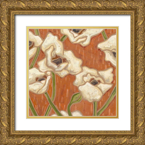 Persimmon Floral I Gold Ornate Wood Framed Art Print with Double Matting by Deans, Karen