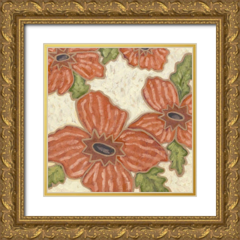 Persimmon Flora II Gold Ornate Wood Framed Art Print with Double Matting by Deans, Karen