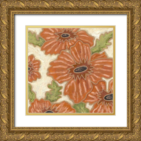 Persimmon Floral IV Gold Ornate Wood Framed Art Print with Double Matting by Deans, Karen