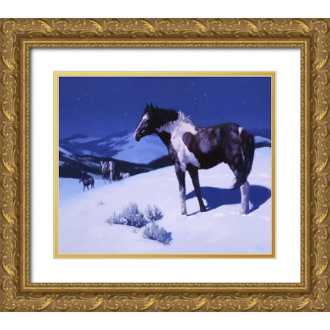 Painted Night Gold Ornate Wood Framed Art Print with Double Matting by Chapman, Julie T.