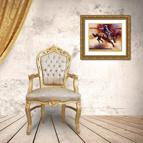 Yeehaw! Gold Ornate Wood Framed Art Print with Double Matting by Chapman, Julie T.