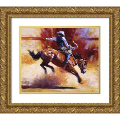 Yeehaw! Gold Ornate Wood Framed Art Print with Double Matting by Chapman, Julie T.