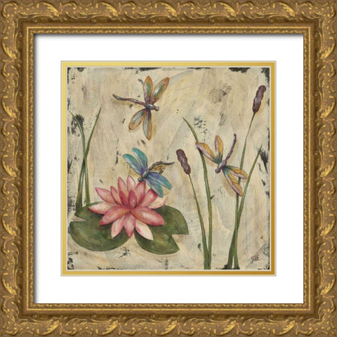 Dancing Dragonflies II Gold Ornate Wood Framed Art Print with Double Matting by Reynolds, Jade