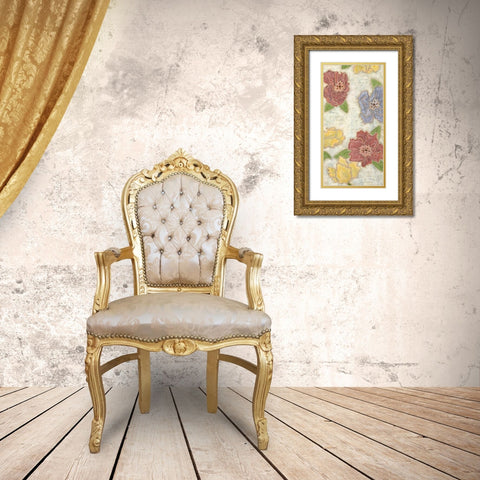 Confetti Poppies III Gold Ornate Wood Framed Art Print with Double Matting by Deans, Karen