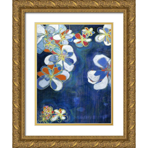 Night Blooms I Gold Ornate Wood Framed Art Print with Double Matting by Fuchs, Jodi