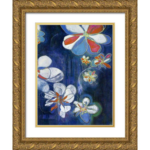 Night Blooms II Gold Ornate Wood Framed Art Print with Double Matting by Fuchs, Jodi