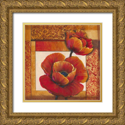 Poppy Pattern I Gold Ornate Wood Framed Art Print with Double Matting by OToole, Tim