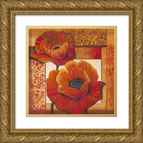 Poppy Pattern II Gold Ornate Wood Framed Art Print with Double Matting by OToole, Tim