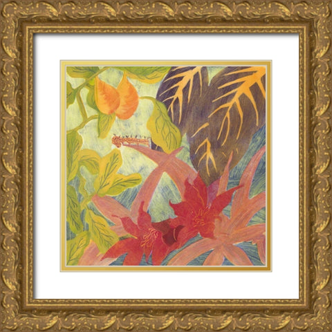Tropical Monotype IV Gold Ornate Wood Framed Art Print with Double Matting by Roth, Carolyn