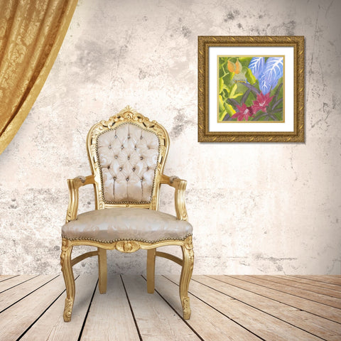 Tropical Monotype V Gold Ornate Wood Framed Art Print with Double Matting by Roth, Carolyn