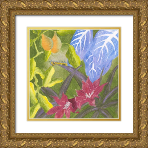 Tropical Monotype V Gold Ornate Wood Framed Art Print with Double Matting by Roth, Carolyn