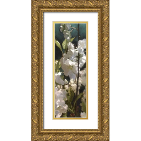 White Roses V Gold Ornate Wood Framed Art Print with Double Matting by Novak, Rick