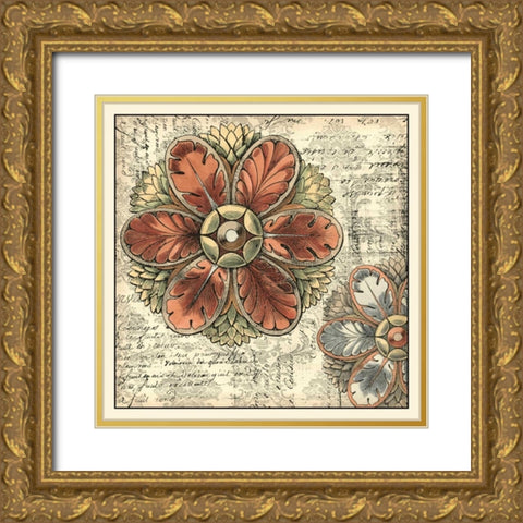 Vintage Rosette I Gold Ornate Wood Framed Art Print with Double Matting by Vision Studio
