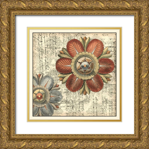 Vintage Rosette II Gold Ornate Wood Framed Art Print with Double Matting by Vision Studio