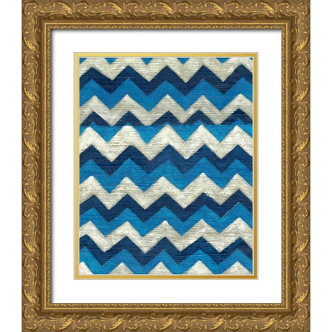 Silk Road Ikat IV Gold Ornate Wood Framed Art Print with Double Matting by Zarris, Chariklia