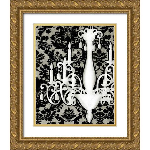 Patterned Chandelier I Gold Ornate Wood Framed Art Print with Double Matting by Harper, Ethan