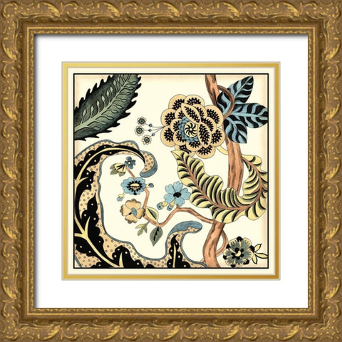 Jacobean Tile I Gold Ornate Wood Framed Art Print with Double Matting by Zarris, Chariklia