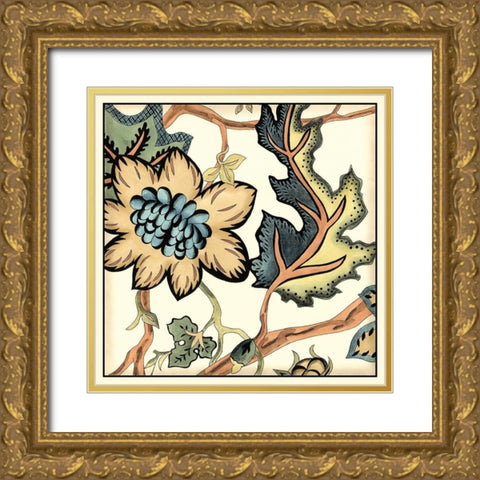 Jacobean Tile III Gold Ornate Wood Framed Art Print with Double Matting by Zarris, Chariklia