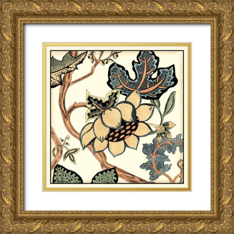 Jacobean Tile IV Gold Ornate Wood Framed Art Print with Double Matting by Zarris, Chariklia