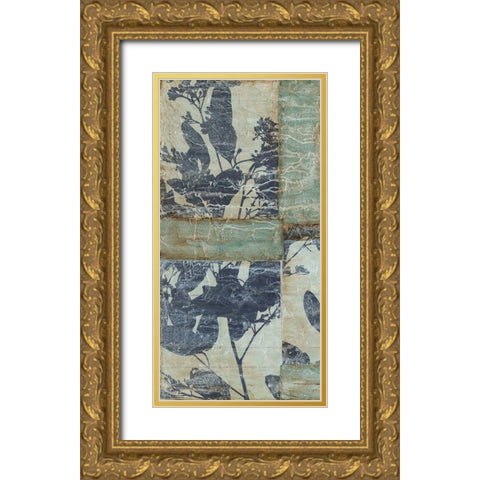 Indigo Branches I Gold Ornate Wood Framed Art Print with Double Matting by Goldberger, Jennifer