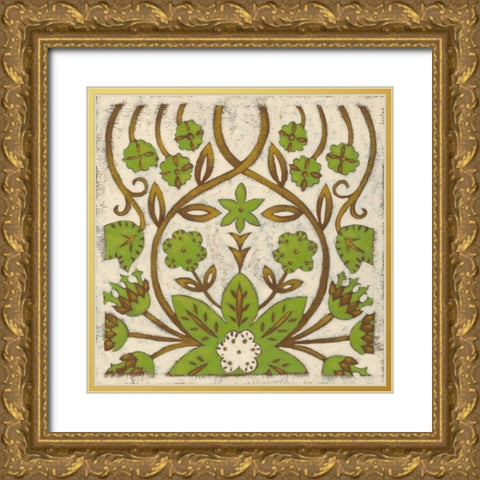 Lotus Tapestry I Gold Ornate Wood Framed Art Print with Double Matting by Zarris, Chariklia