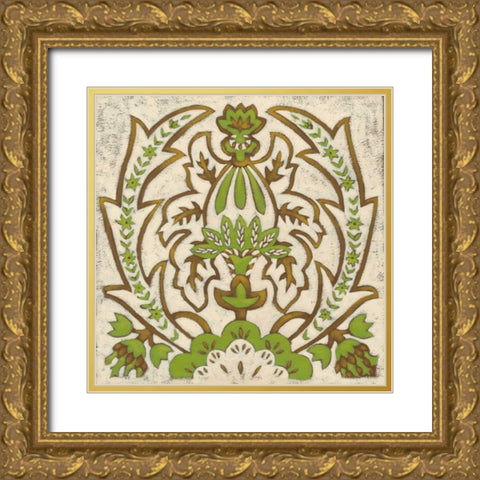Lotus Tapestry II Gold Ornate Wood Framed Art Print with Double Matting by Zarris, Chariklia
