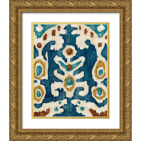 Ocean Ikat III Gold Ornate Wood Framed Art Print with Double Matting by Zarris, Chariklia