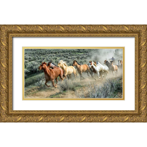 Stampede I Gold Ornate Wood Framed Art Print with Double Matting by PHBurchett