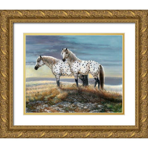 Appaloosa Sundown Gold Ornate Wood Framed Art Print with Double Matting by Mock, Carolyn
