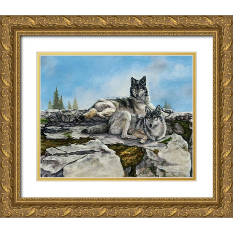 Mountain Morning Gold Ornate Wood Framed Art Print with Double Matting by Mock, Carolyn