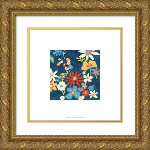 Indigo Garden VIII Gold Ornate Wood Framed Art Print with Double Matting by Zarris, Chariklia