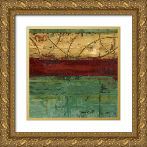 Ribbon Abstract II Gold Ornate Wood Framed Art Print with Double Matting by Harper, Ethan
