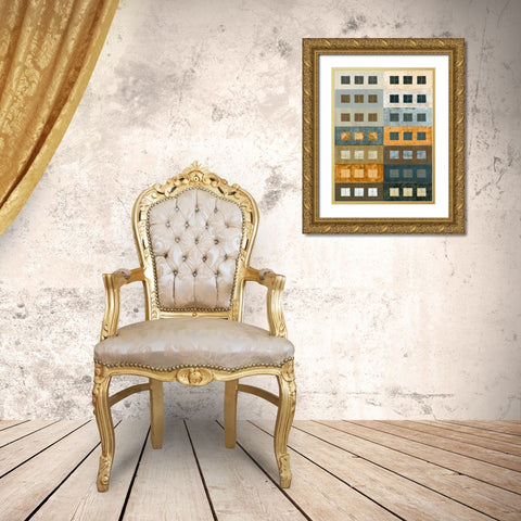 Urban Grid II Gold Ornate Wood Framed Art Print with Double Matting by Archie, Kate